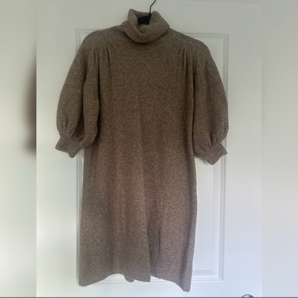 Zara Taupe Turtleneck Sweater Dress